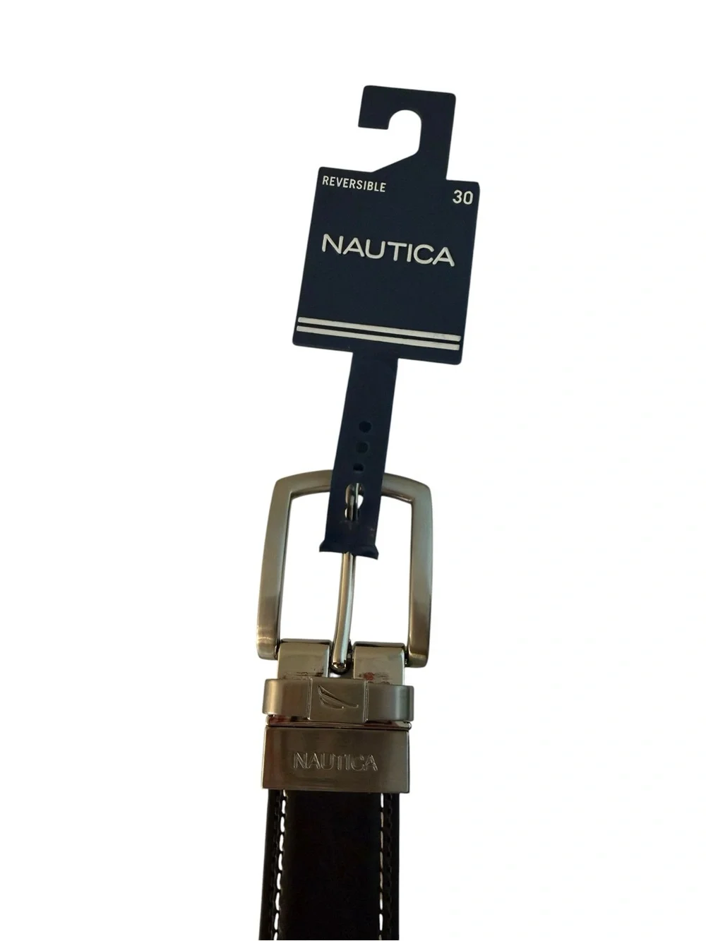 Nautica Reversible Leather Belt Brown and Black Silver Buckle Brand New Size 30